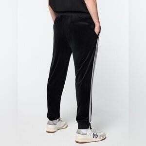 Sergio Tacchini Velour Track Pants Black S Side Stripe Zip Pockets NWT